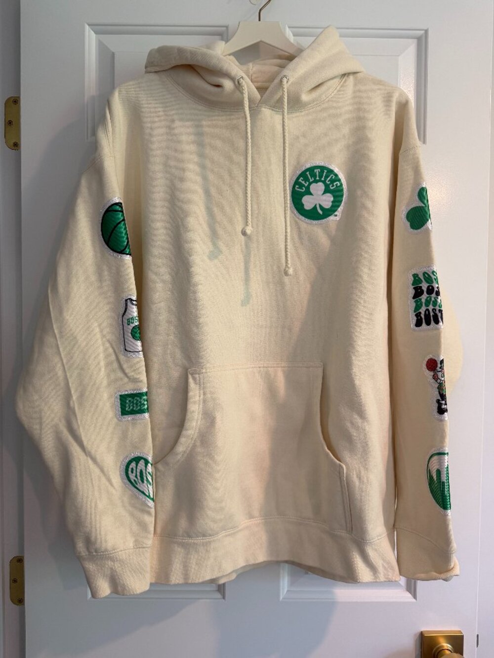 BROdenim Boston Celtics Graphic Patch Hoodie Cream XL